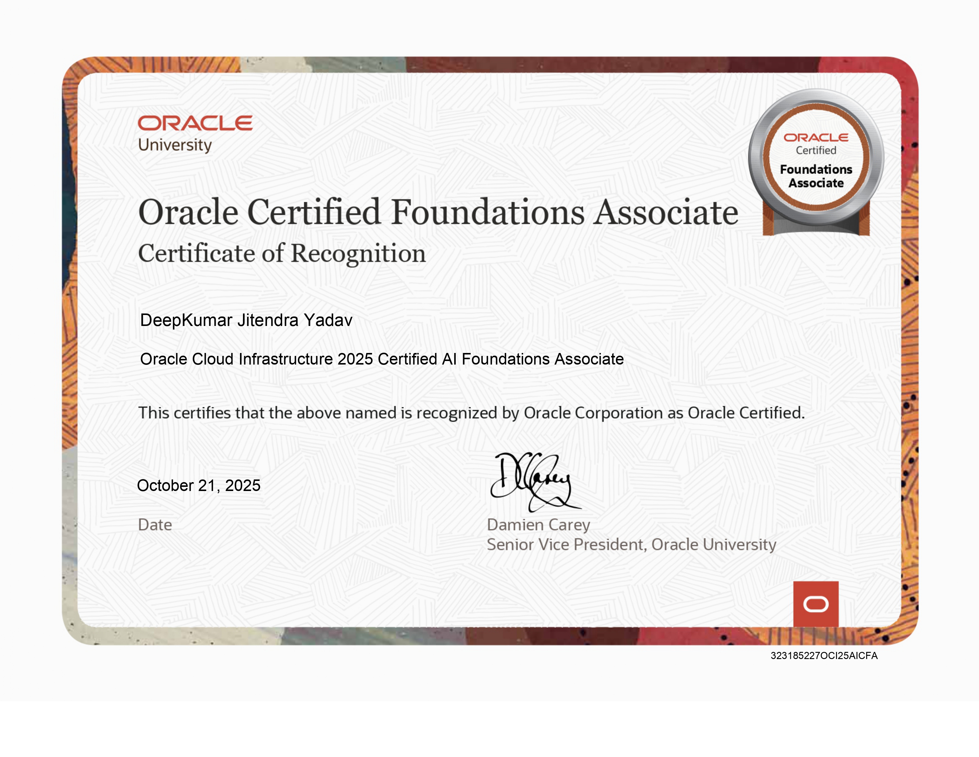 Oracle Certificate