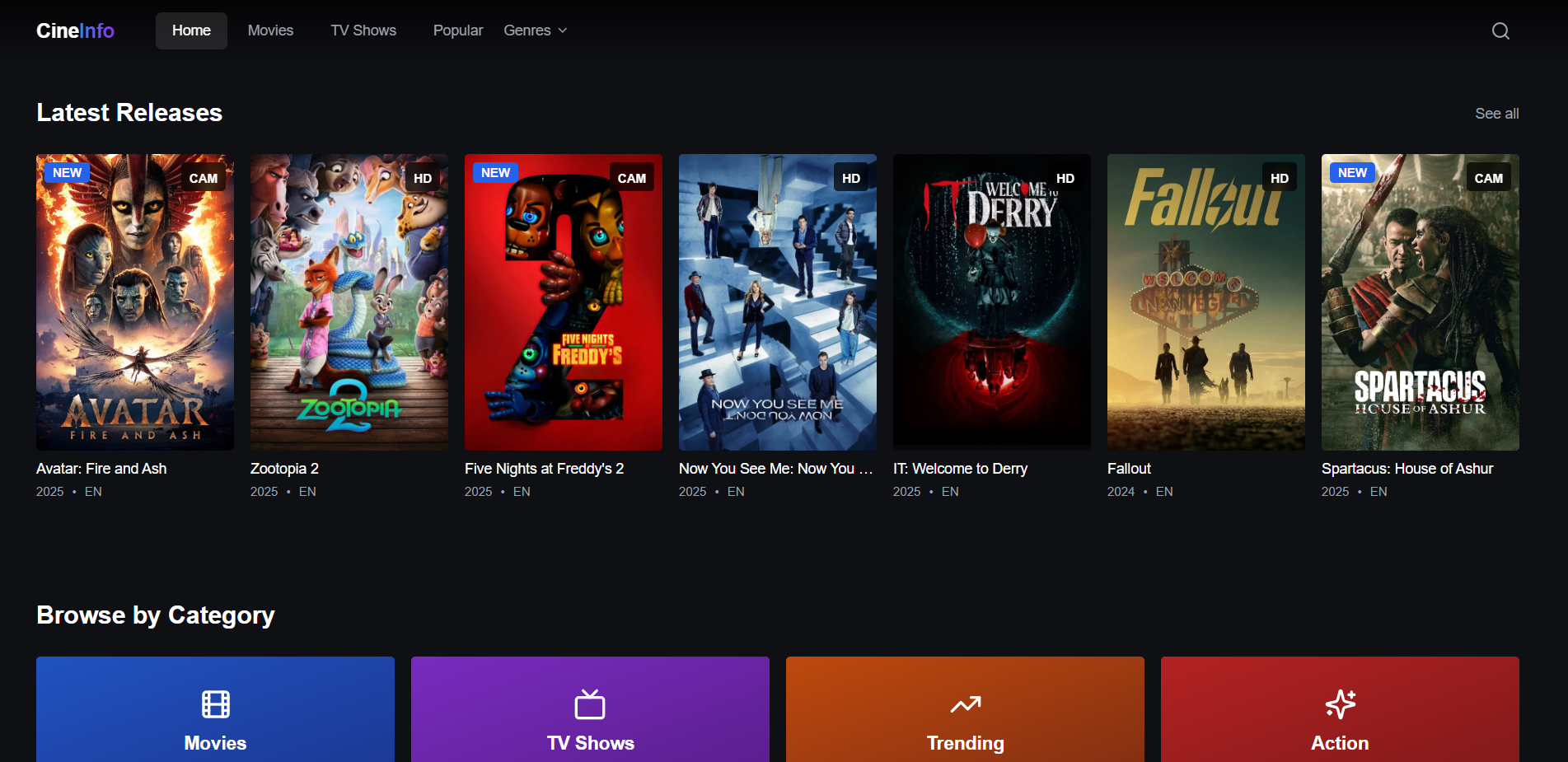 Movie Info Main Interface