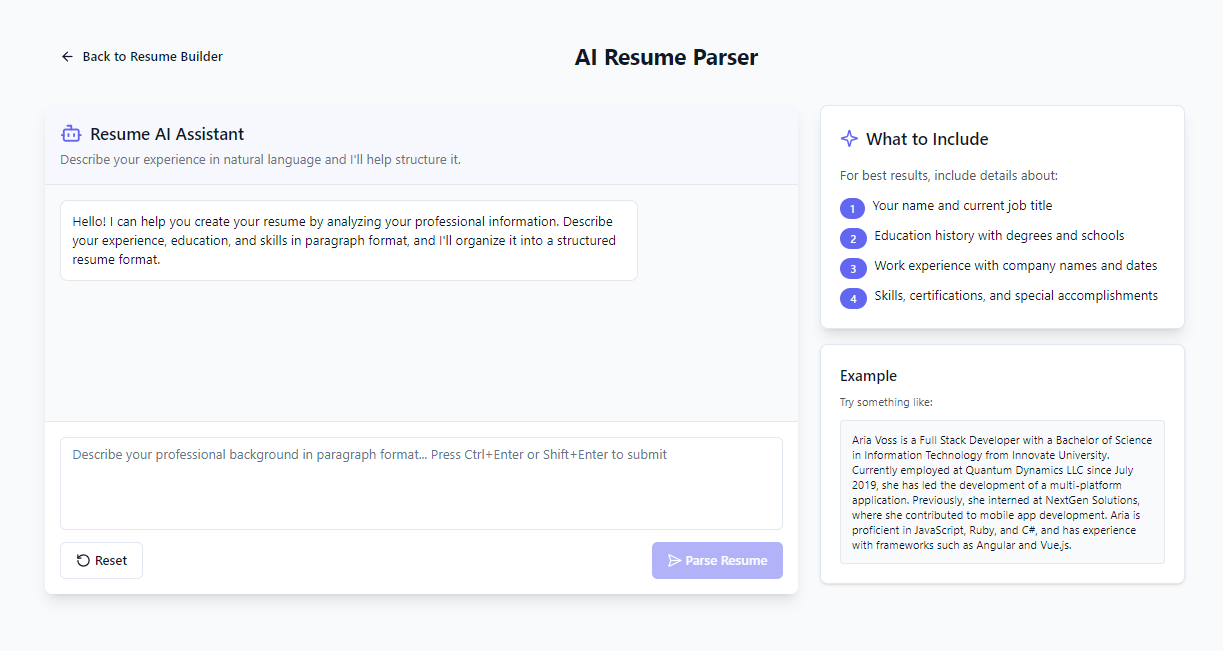 Resume Builder Form Editor