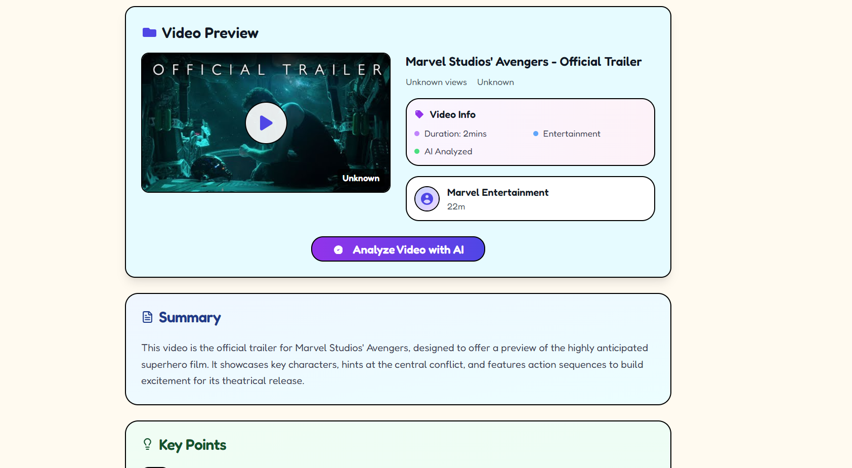 YT Info Summary View
